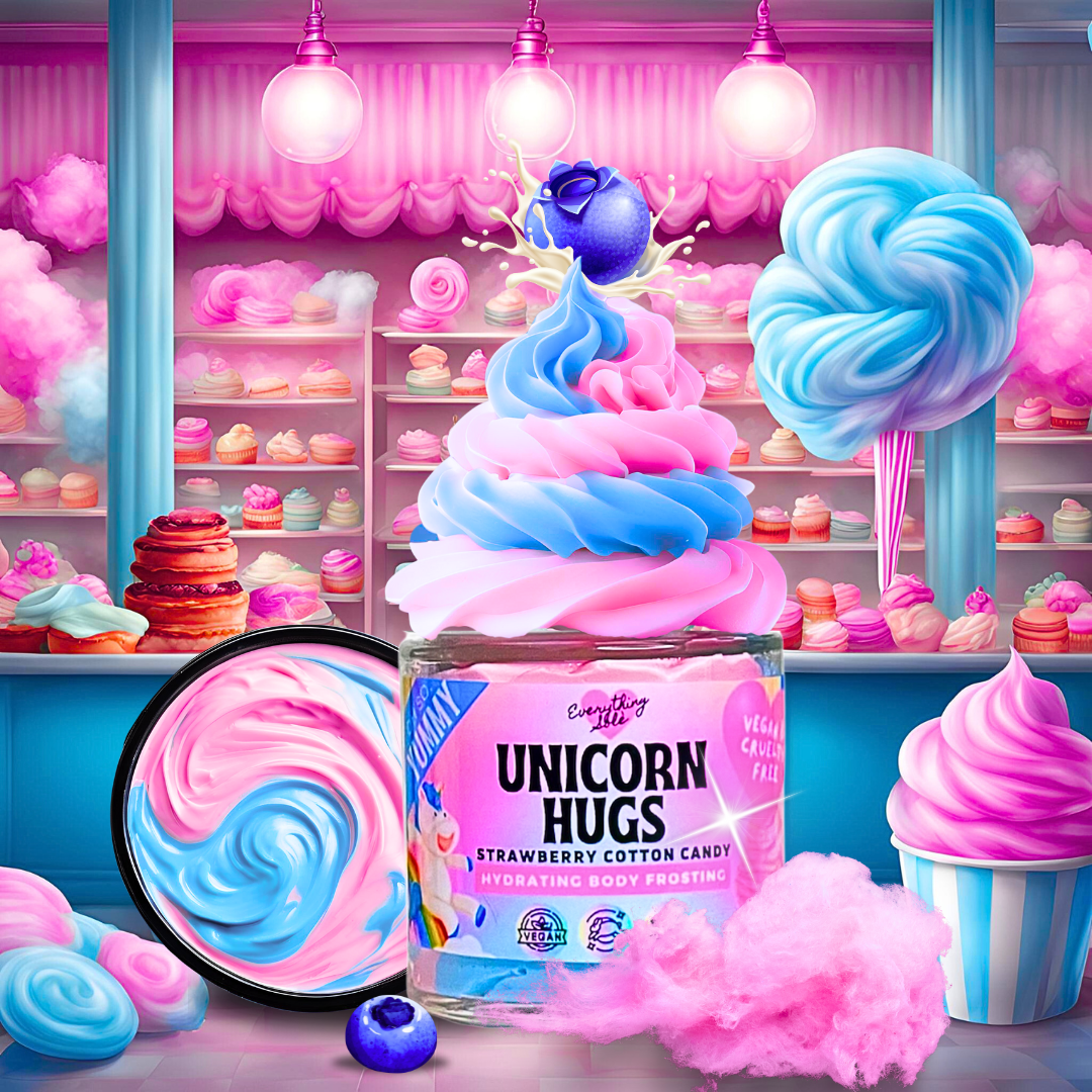 Unicorn Hugs Body Butter (Strawberry Bubble Gum, Blue Raspberry and Cotton Candy)